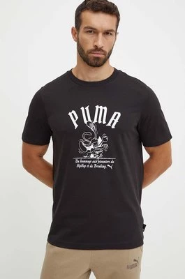 Puma t-shirt bawełniany męski kolor czarny z nadrukiem 628003