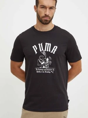 Puma t-shirt bawełniany męski kolor czarny z nadrukiem 628003