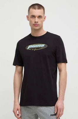 Puma t-shirt bawełniany męski kolor czarny z nadrukiem 625424