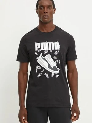 Puma t-shirt bawełniany męski kolor czarny z nadrukiem 683209