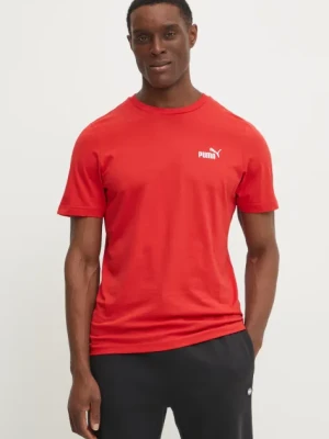 Puma t-shirt bawełniany męski kolor czerwony z aplikacją 682534