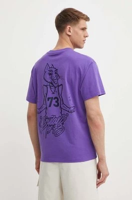 Puma t-shirt bawełniany męski kolor fioletowy z nadrukiem 625271