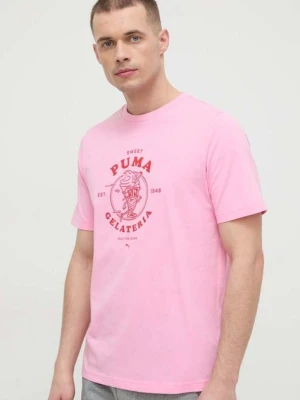 Puma t-shirt bawełniany męski kolor fioletowy z nadrukiem 625416