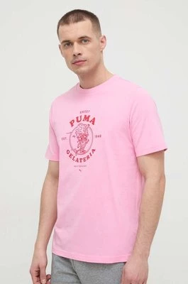Puma t-shirt bawełniany męski kolor fioletowy z nadrukiem 625416
