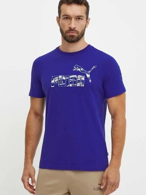 Puma t-shirt bawełniany męski kolor fioletowy z nadrukiem 683236