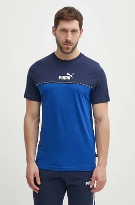 Puma t-shirt bawełniany męski kolor granatowy wzorzysty 673341