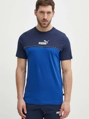 Puma t-shirt bawełniany męski kolor granatowy wzorzysty 673341