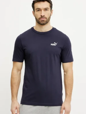 Puma t-shirt bawełniany męski kolor granatowy z aplikacją 682534