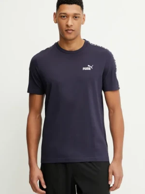 Puma t-shirt bawełniany męski kolor granatowy z aplikacją 684674