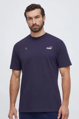 Puma t-shirt bawełniany męski kolor granatowy z nadrukiem