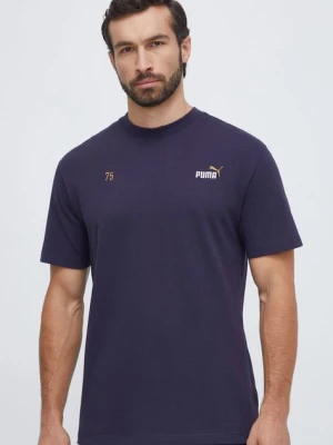 Puma t-shirt bawełniany męski kolor granatowy z nadrukiem
