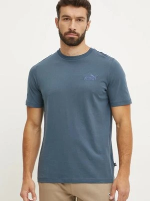 Puma t-shirt bawełniany męski kolor niebieski gładki 681891