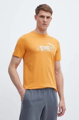 Puma t-shirt bawełniany męski kolor pomarańczowy z nadrukiem 675942