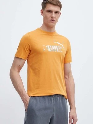 Puma t-shirt bawełniany męski kolor pomarańczowy z nadrukiem 675942