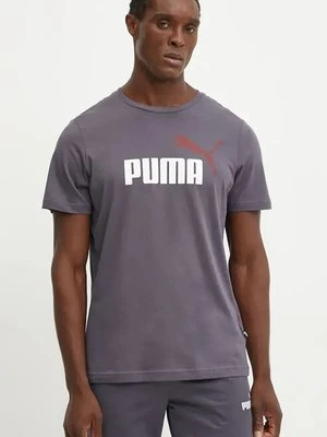 Puma t-shirt bawełniany męski kolor szary z nadrukiem 586759