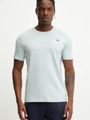 Puma t-shirt bawełniany męski kolor turkusowy z aplikacją 684717