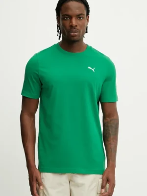 Puma t-shirt bawełniany męski kolor zielony gładki 629644