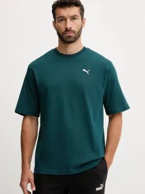Puma t-shirt bawełniany męski kolor zielony gładki 629645