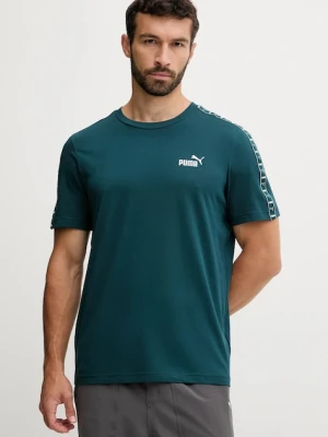 Puma t-shirt bawełniany męski kolor zielony z aplikacją 684674