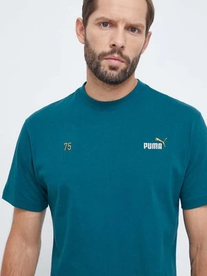 Puma t-shirt bawełniany męski kolor zielony z nadrukiem