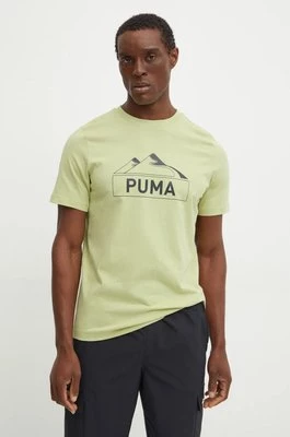 Puma t-shirt bawełniany męski kolor zielony z nadrukiem 681994