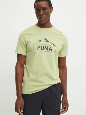 Puma t-shirt bawełniany męski kolor zielony z nadrukiem 681994