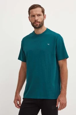 Puma t-shirt bawełniany MMQ męski kolor zielony gładki 624009