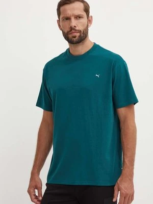 Puma t-shirt bawełniany MMQ męski kolor zielony gładki 624009