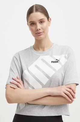 Puma t-shirt bawełniany POWER damski kolor szary 677896