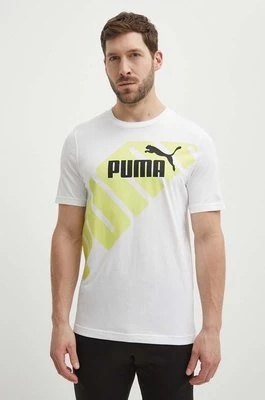 Puma t-shirt bawełniany POWER męski kolor biały wzorzysty 678960
