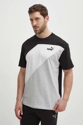 Puma t-shirt bawełniany POWER męski kolor czarny wzorzysty 678929