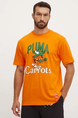 Puma t-shirt bawełniany PUMA X CARROTS Graphic Tee męski kolor pomarańczowy z nadrukiem 627443