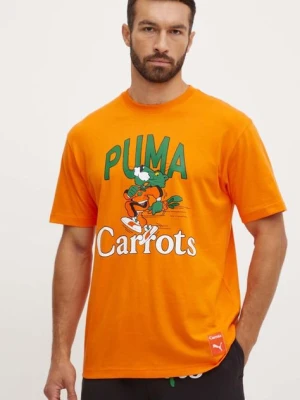 Puma t-shirt bawełniany PUMA X CARROTS Graphic Tee męski kolor pomarańczowy z nadrukiem 627443