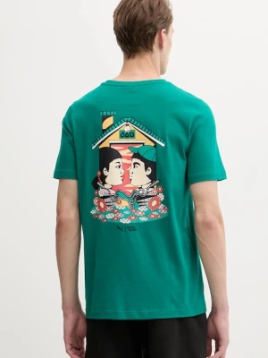 Puma t-shirt bawełniany PUMA x SQUID GAME męski kolor zielony z nadrukiem 630706