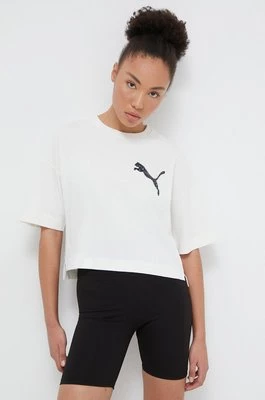 Puma t-shirt bawełniany PUMA X SWAROVSKI damski kolor beżowy