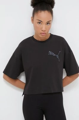 Puma t-shirt bawełniany PUMA X SWAROVSKI damski kolor czarny