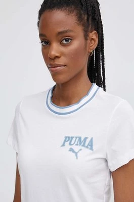 Puma t-shirt bawełniany SQUAD damski kolor biały 677897