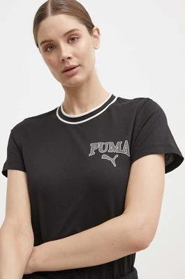 Puma t-shirt bawełniany SQUAD damski kolor czarny 677897