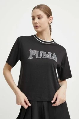 Puma t-shirt bawełniany SQUAD damski kolor czarny 677903