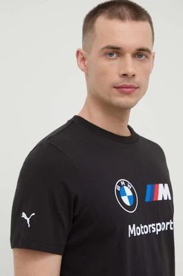 Puma t-shirt bawełniany x BMW męski kolor czarny z nadrukiem 621314