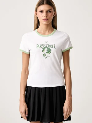 Puma T-shirt damski bawełniany z elastanem X POWER PUFF GIRLS biały