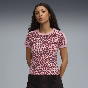 PUMA T-shirt damski o luźnym kroju T7 Leo Luxe, Odzież, Różowy,