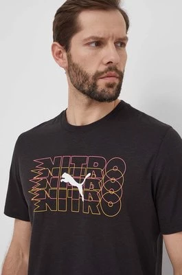 Puma t-shirt do biegania Graphic Nitro kolor czarny z nadrukiem 525107