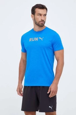 Puma t-shirt do biegania kolor niebieski z nadrukiem