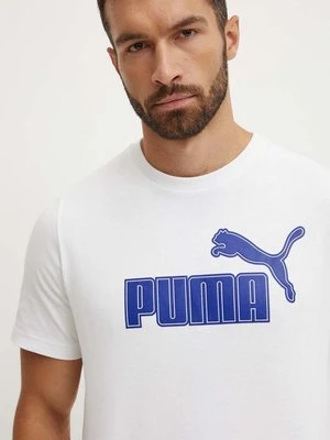 Puma t-shirt męski kolor biały z nadrukiem 681861