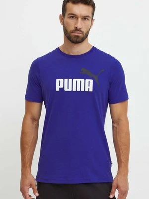 Puma t-shirt męski kolor fioletowy z nadrukiem