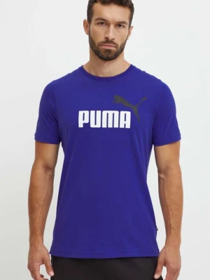 Puma t-shirt męski kolor fioletowy z nadrukiem