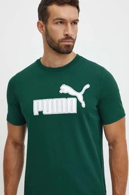 Puma t-shirt męski kolor zielony z nadrukiem 681861