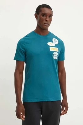 Puma t-shirt męski kolor zielony z nadrukiem 683208