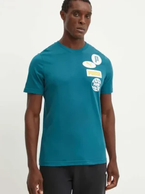 Puma t-shirt męski kolor zielony z nadrukiem 683208